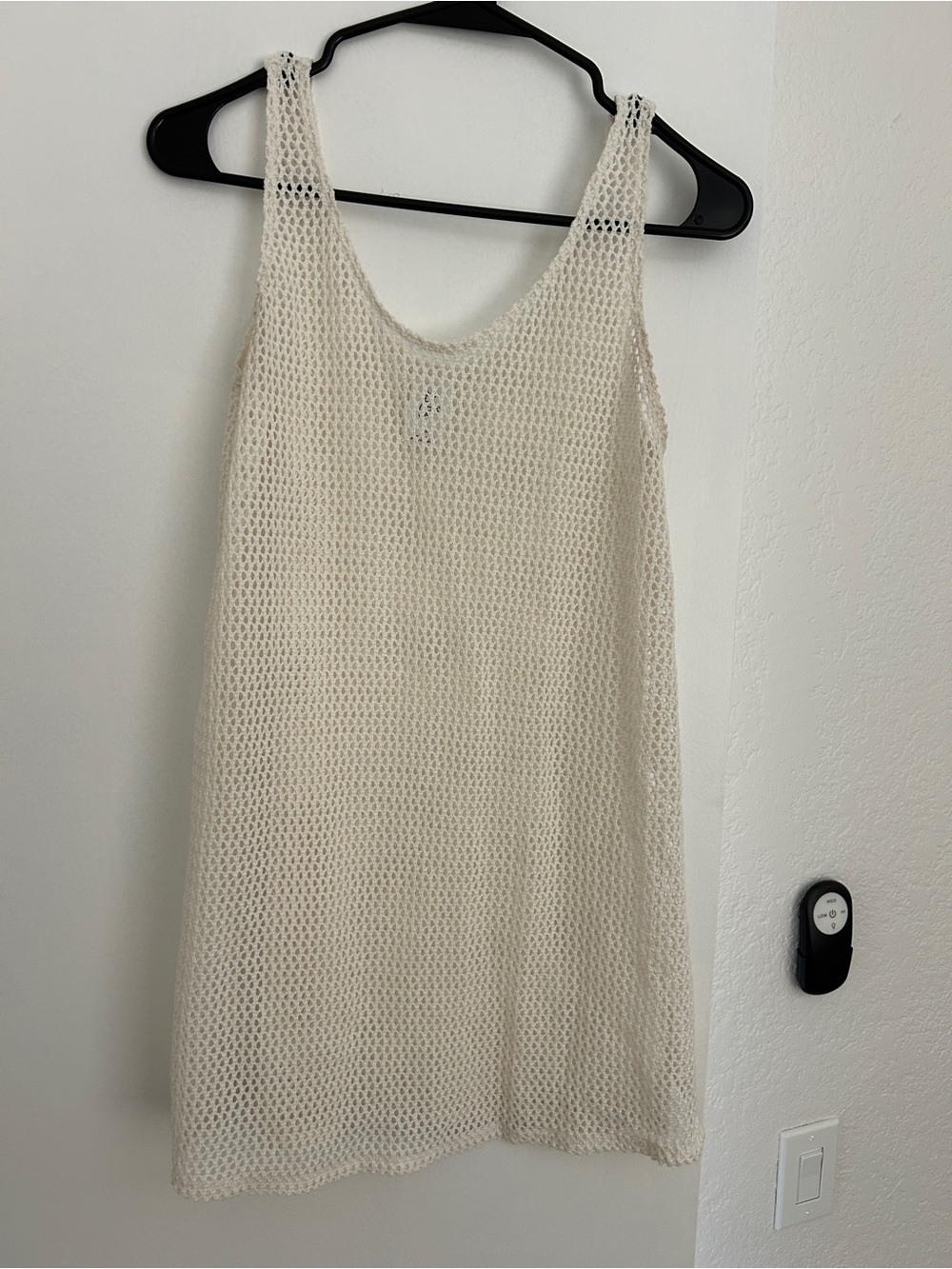 art class Open-Weave Crochet Tank/ Swim Coverup in Cream